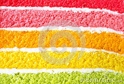 Closeup texture layer of Rainbow cake .Delicious rainbow cakeÂ  Stock Photo